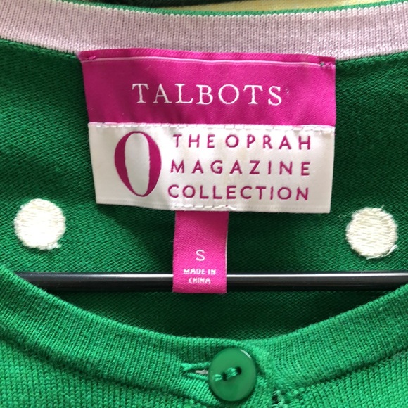 Green and white polka dotted talbots sweater - Picture 3 of 3